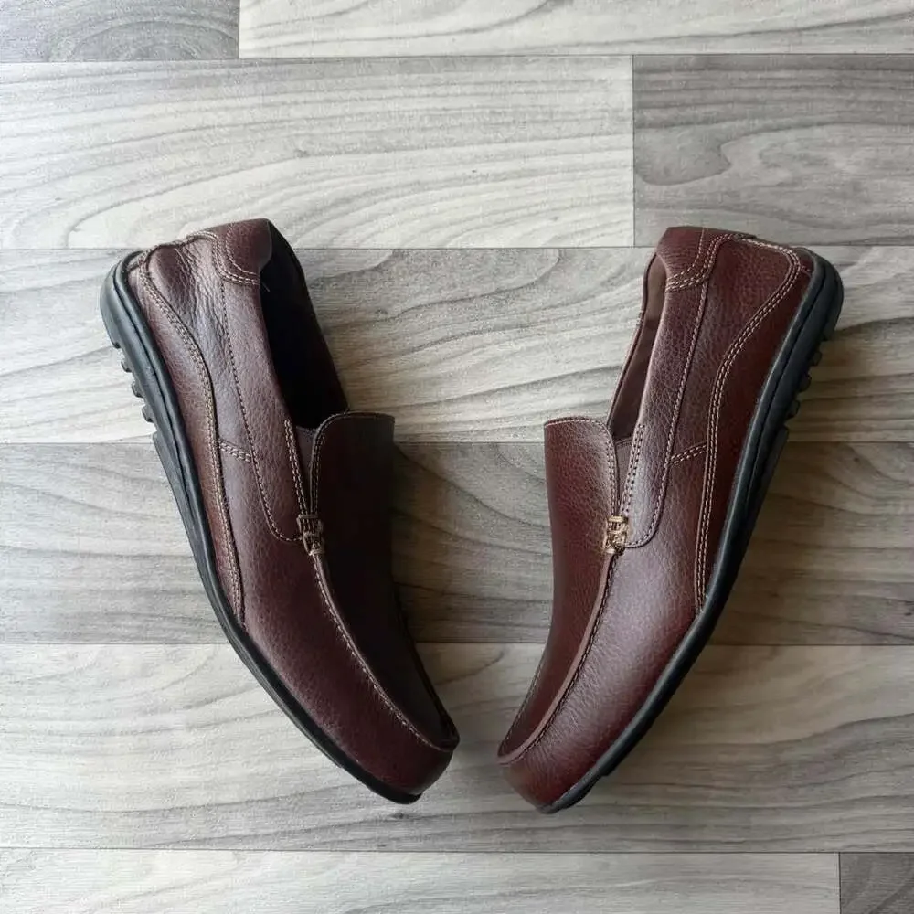 Rockport K7434 Brown Leather Slip On Loafers Men's 8.5